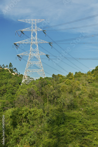 Pylons with electric lines photo