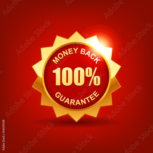 Money Back Guaranteed Label with Gold Badge Sign