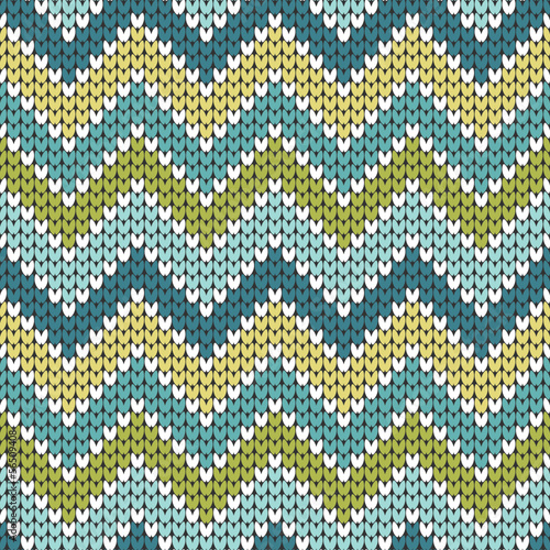 Knitted Zigzag Pattern Seamless Blue/Green