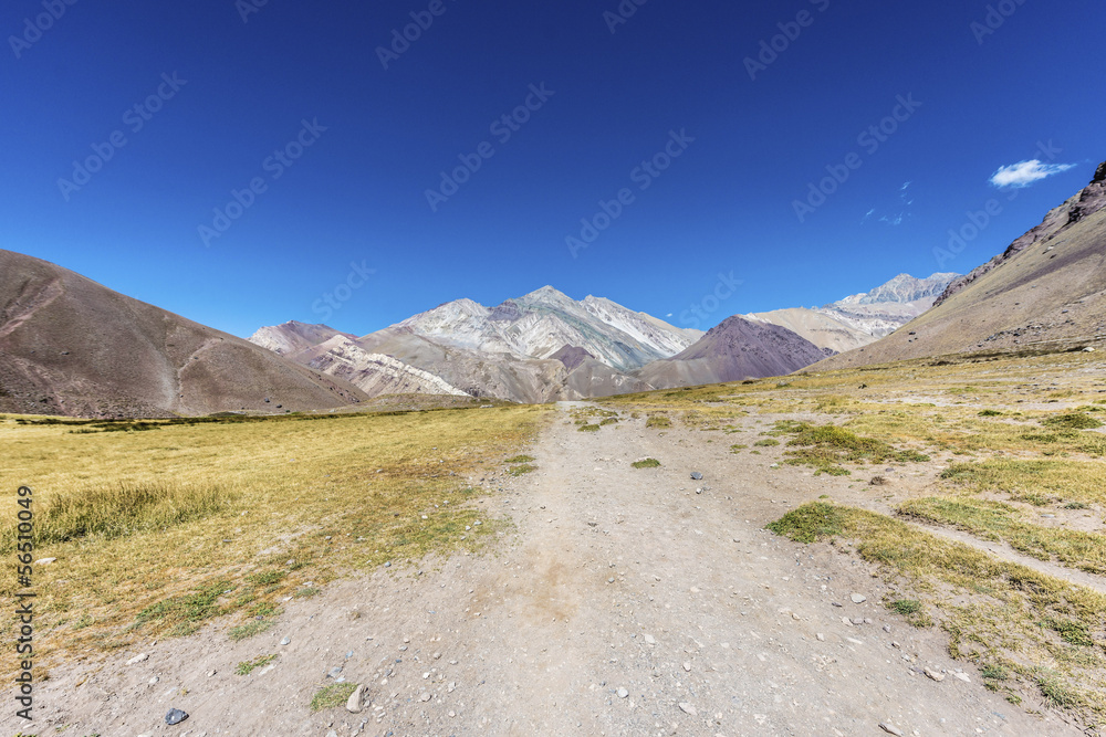 Aconcagua, in the Andes mountains in Mendoza, Argentina. Aconcagua, in the Andes mountains in Mendoza, Argentina.