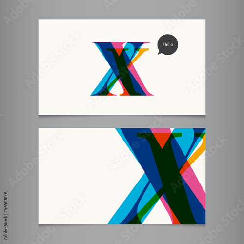 Business card template, letter X