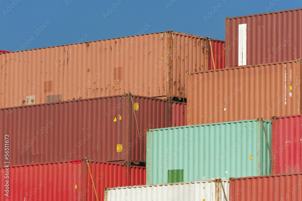 Fototapeta premium Stack of Cargo Containers