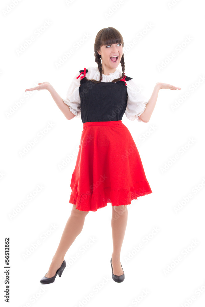 Funny german woman in typical bavarian dress dirndl Funny german woman in typical bavarian dress dirndl