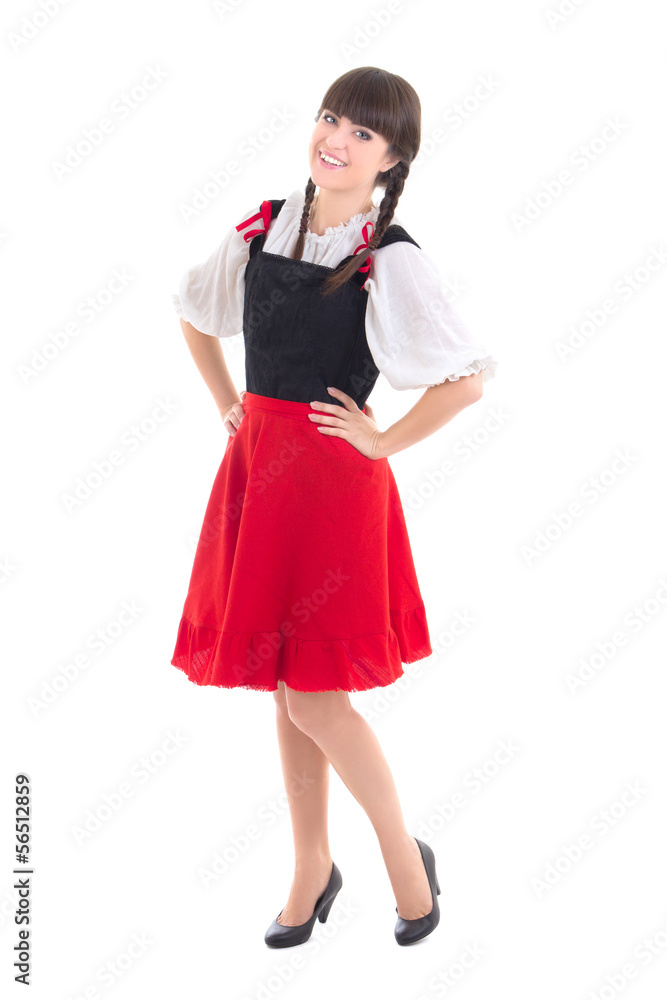 young woman in typical bavarian dress dirndl