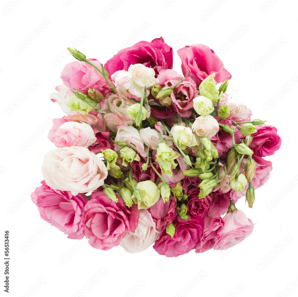 bouquet of  eustoma flowers from above