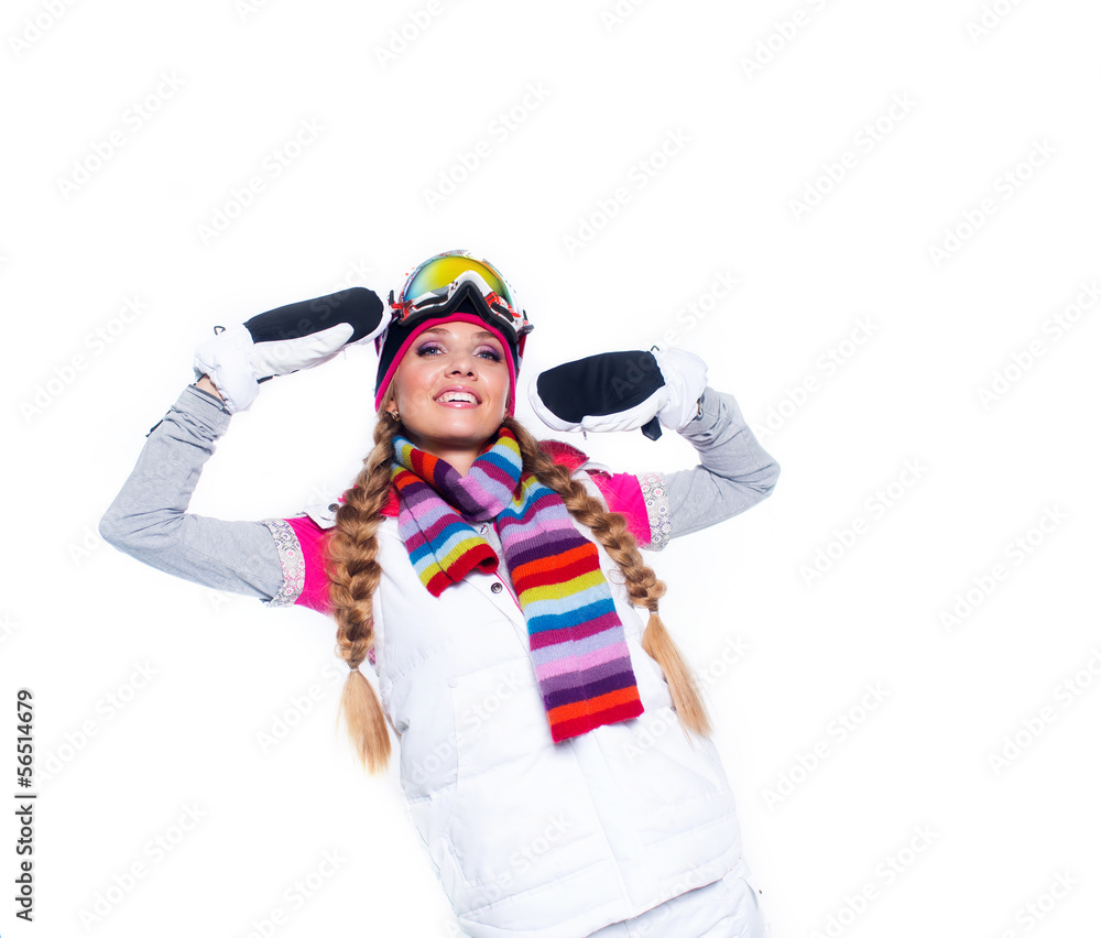 Woman in winter clothes in studio Woman in winter clothes in studio