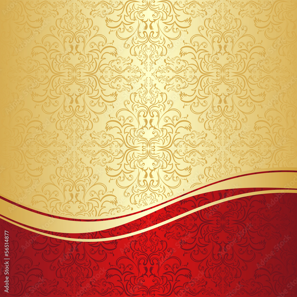 Luxury ornamental Background: gold and red.