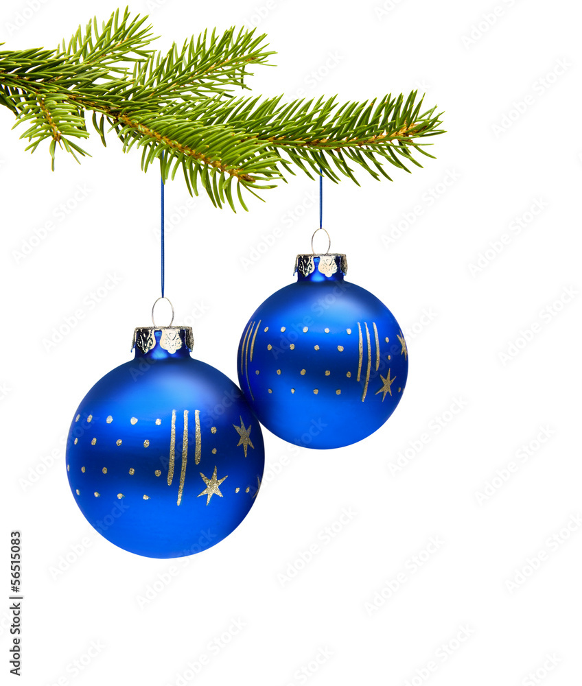 Zwei Blaue Weihnachtskugeln Zwei Blaue Weihnachtskugeln