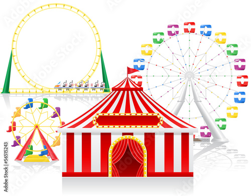 circus tent and attractions vector illustration