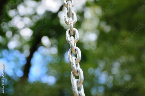 Fragment of links of a chain close up