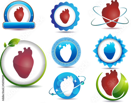 Human Heart symbols. Medical illustrations.