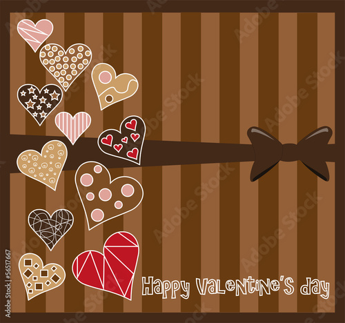 illustrazione con cuori e fiocco per san valentino