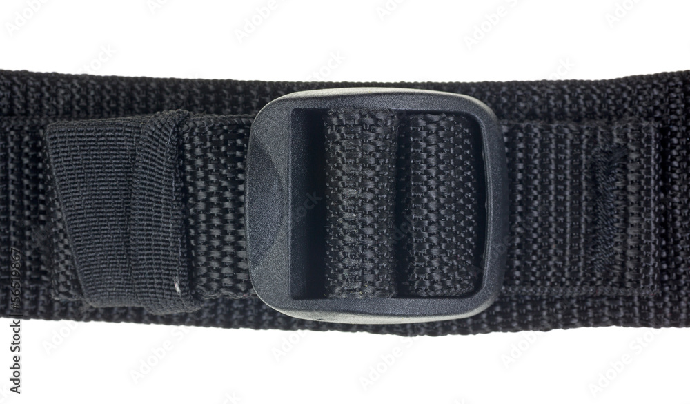 Black safety webbing with plastic tightener Black safety webbing with plastic tightener