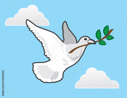 Dove flying with olive branch representing peace