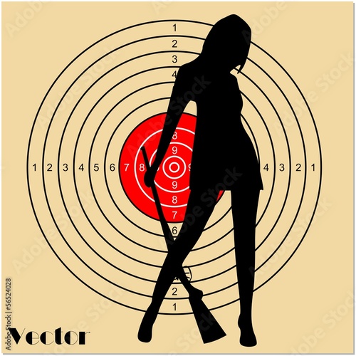 SAGOMA BERSAGLIO TIRASSEGNO RAGAZZA CON FUCILE