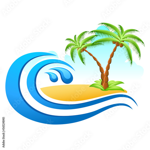 Insel mit Palmen am Meer
