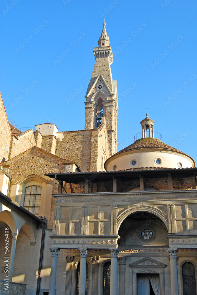 Cloister of the Basilica of Santa Croce in Florence - Italy;