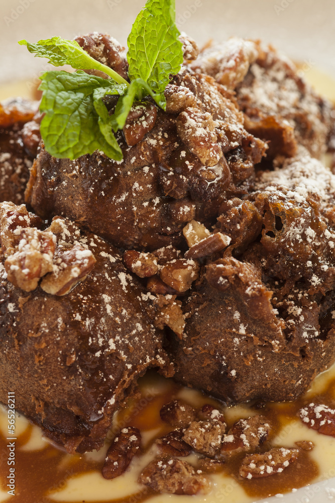 chocolate turtle beignets with creme anglais chocolate turtle beignets with creme anglais