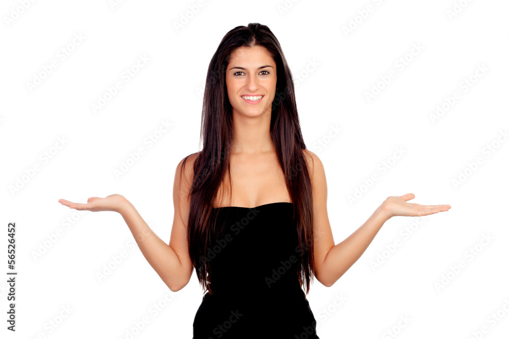 Attractive brunette girl with expression of doubt Attractive brunette girl with expression of doubt