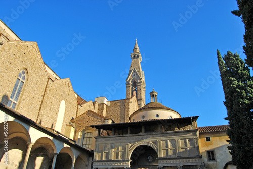 Cloister of the Basilica of Santa Croce in Florence - Italy;