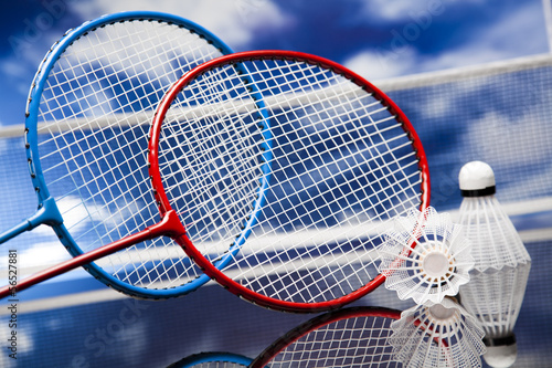 Shuttlecock on badminton racket  © Sebastian Duda