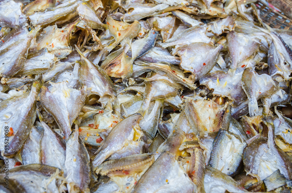 Close-up view of fish being dried in the traditional way, Vietna