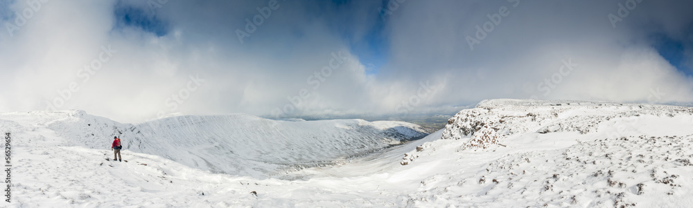 Snow covered mountains, Brecon Beacons, Wales, UK.