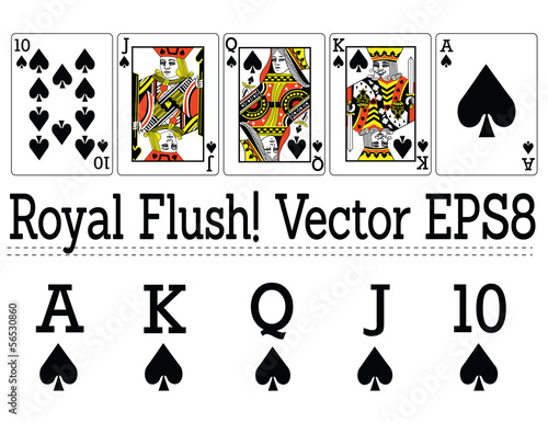 Cards of a Royal Flush! All Spades! vector eps8/ clip art