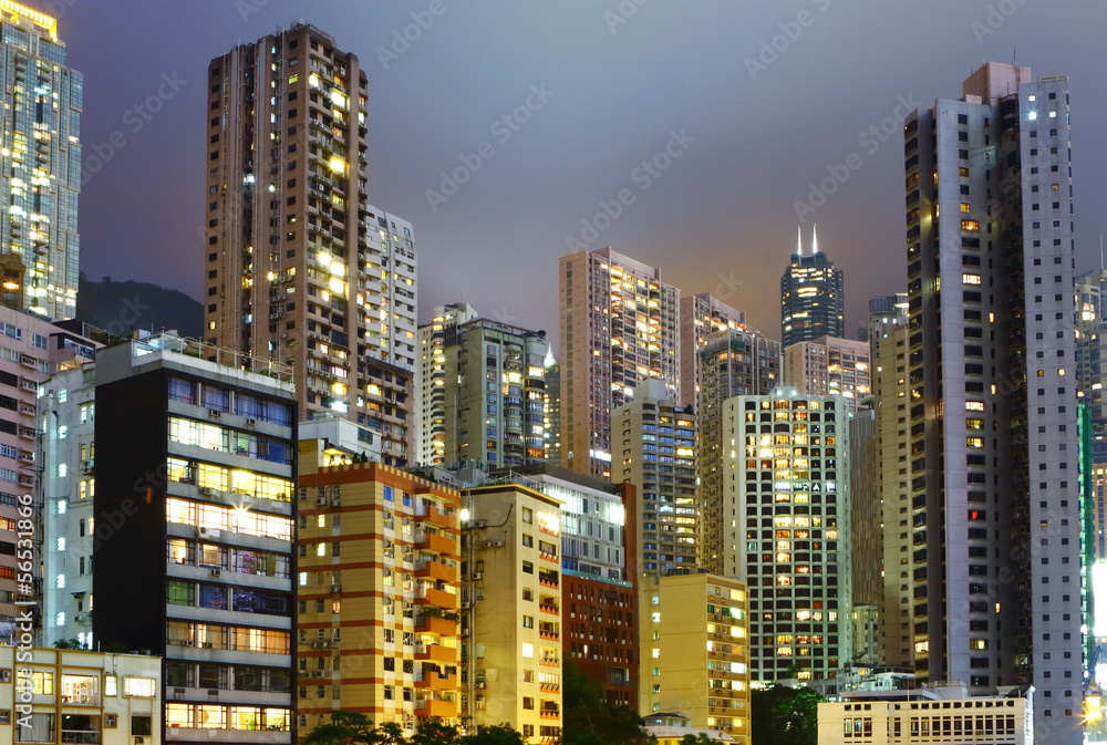 Downtown district in Hong Kong