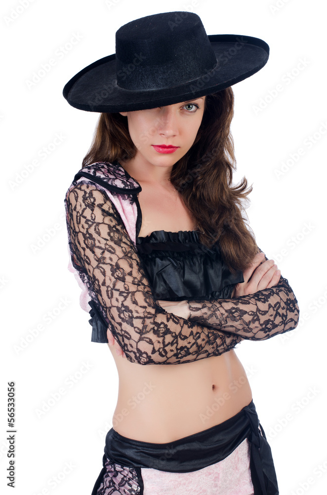 Woman toreador isolated on the white Woman toreador isolated on the white