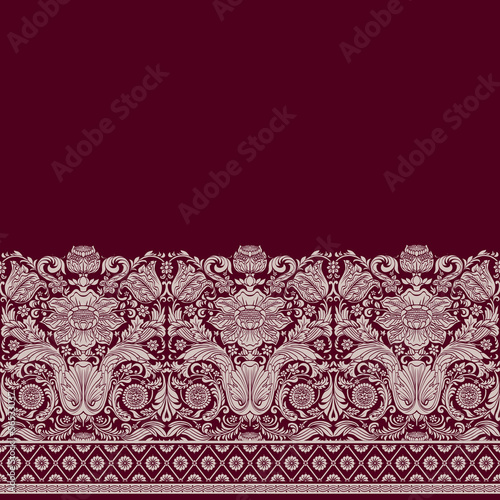 Vintage baroque border, berry with gray