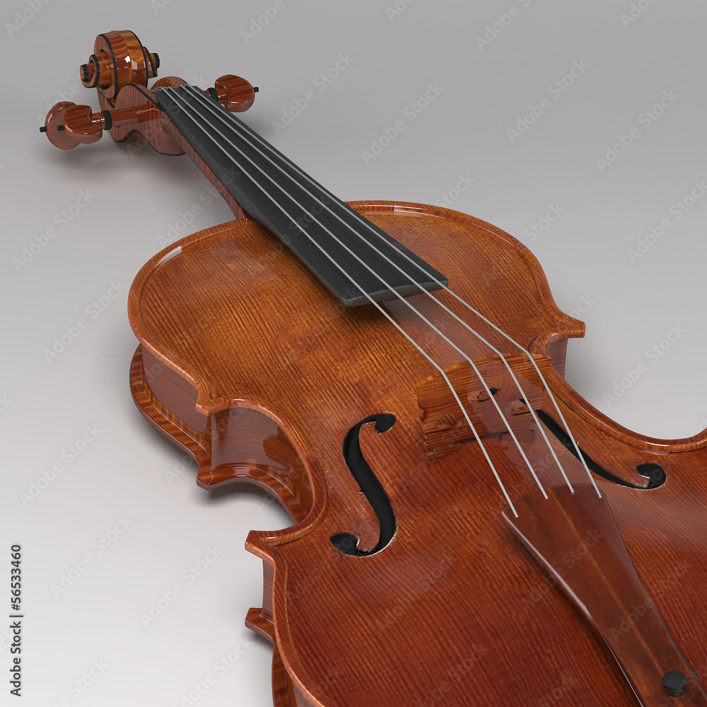 Fototapeta premium Classical violin on grey background