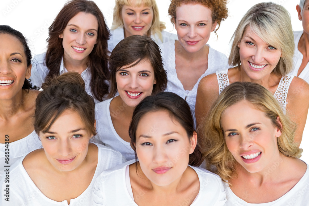 Positive models smiling at camera Positive models smiling at camera