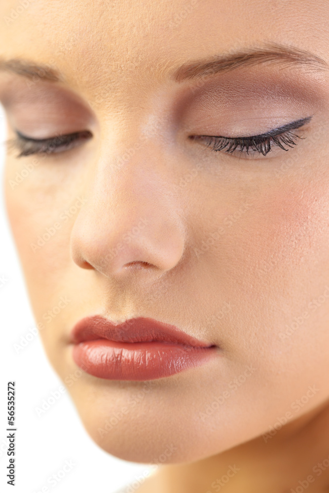 Close up on gorgeous blonde models closed eyes Close up on gorgeous blonde models closed eyes