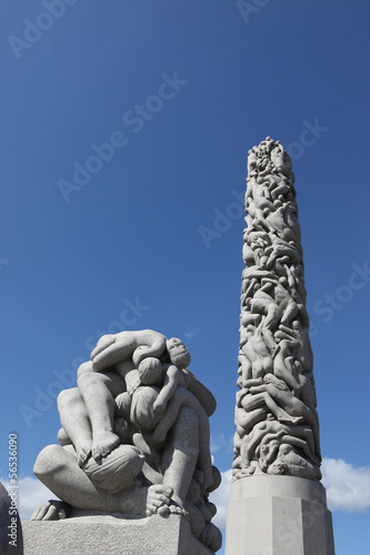 OSLO, NORWAY- JULE 26: Statues in Vigeland park in Oslo, Norway