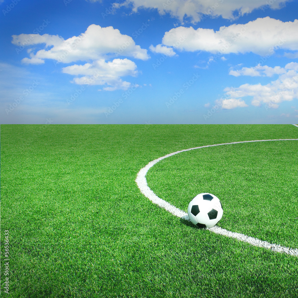 Soccer football field stadium grass line ball background