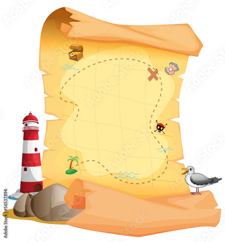 A treasure map near the lighthouse