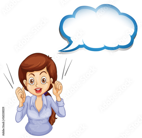 A lady talking with an empty callout