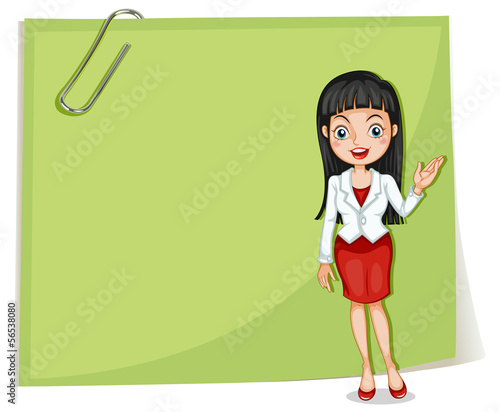 An empty signage with a businesswoman