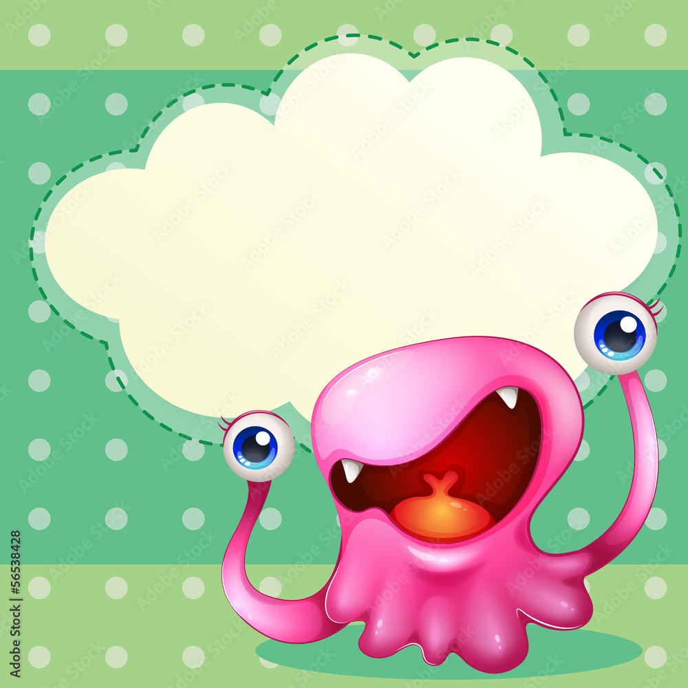 Obraz premium A pink monster with an empty callout at the back