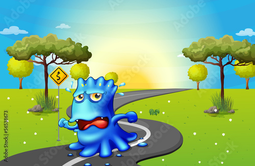 A monster running at the road