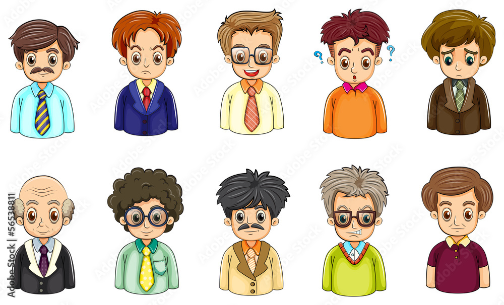 Different faces of businessmen