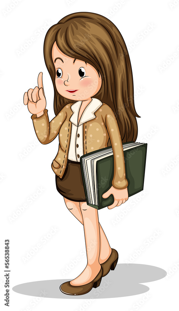 A young office worker holding a binder A young office worker holding a binder