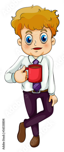 A businessman drinking coffee