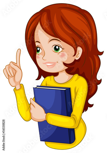 A lady holding a binder
