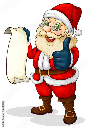 Santa holding an empty list for Christmas