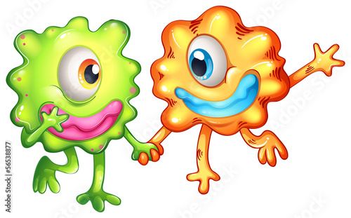 Two monsters happy of their togetherness