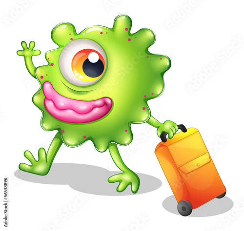 A one-eyed green monster moving