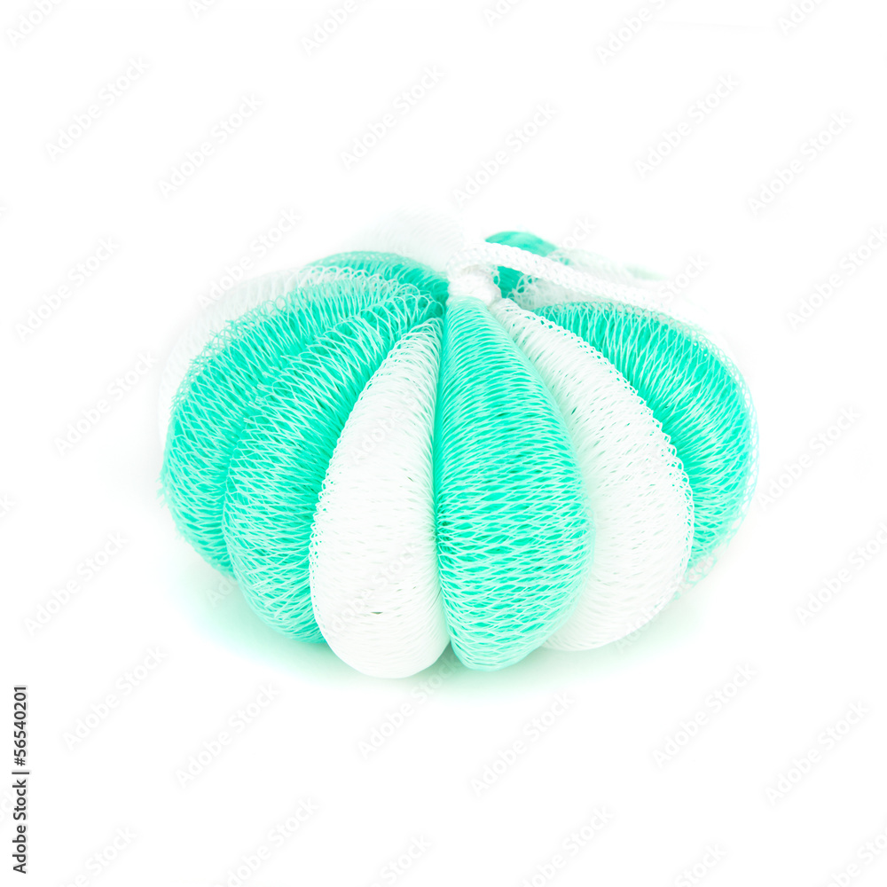 Green and white sponge isolated on white Green and white sponge isolated on white