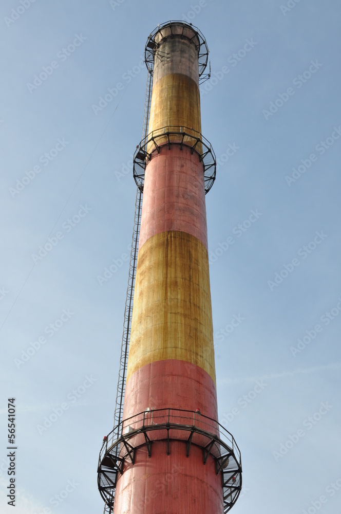Red yellow industrial high concrete chimney Red yellow industrial high concrete chimney